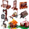 MOC Medieval  Scene Building Blocks Military Camp Viking Warrior Soldiers Tent Outpost Pirate Ship Stable Castle Wall Bricks Toy