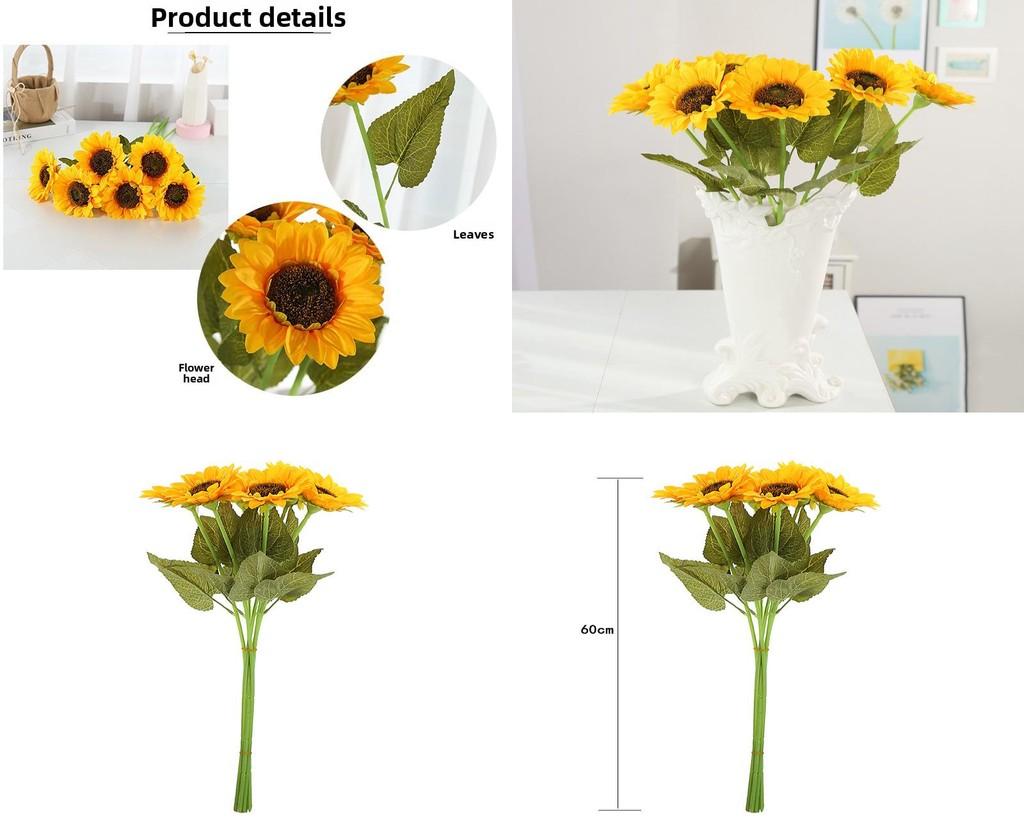 Artificial Sunflower Wedding Decoration With Silk Flowers For Home Living Room And Photography Prop