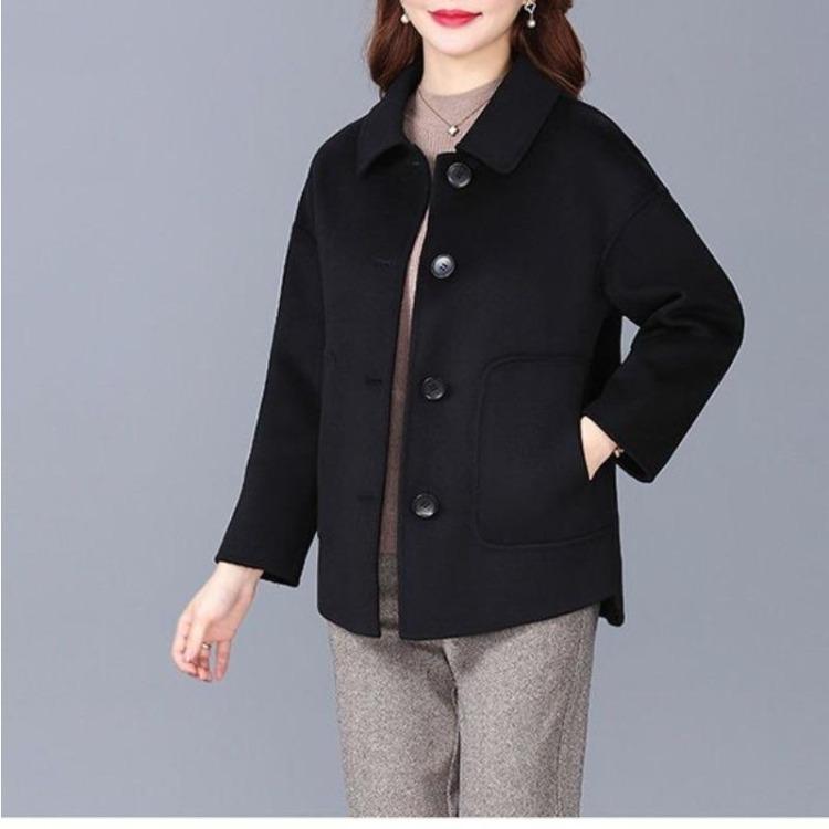 Korean Fashion Womens Pure Wool Coat Autumn Winter Hot Style Casual Loose Short Coat Temperament Mother Wear