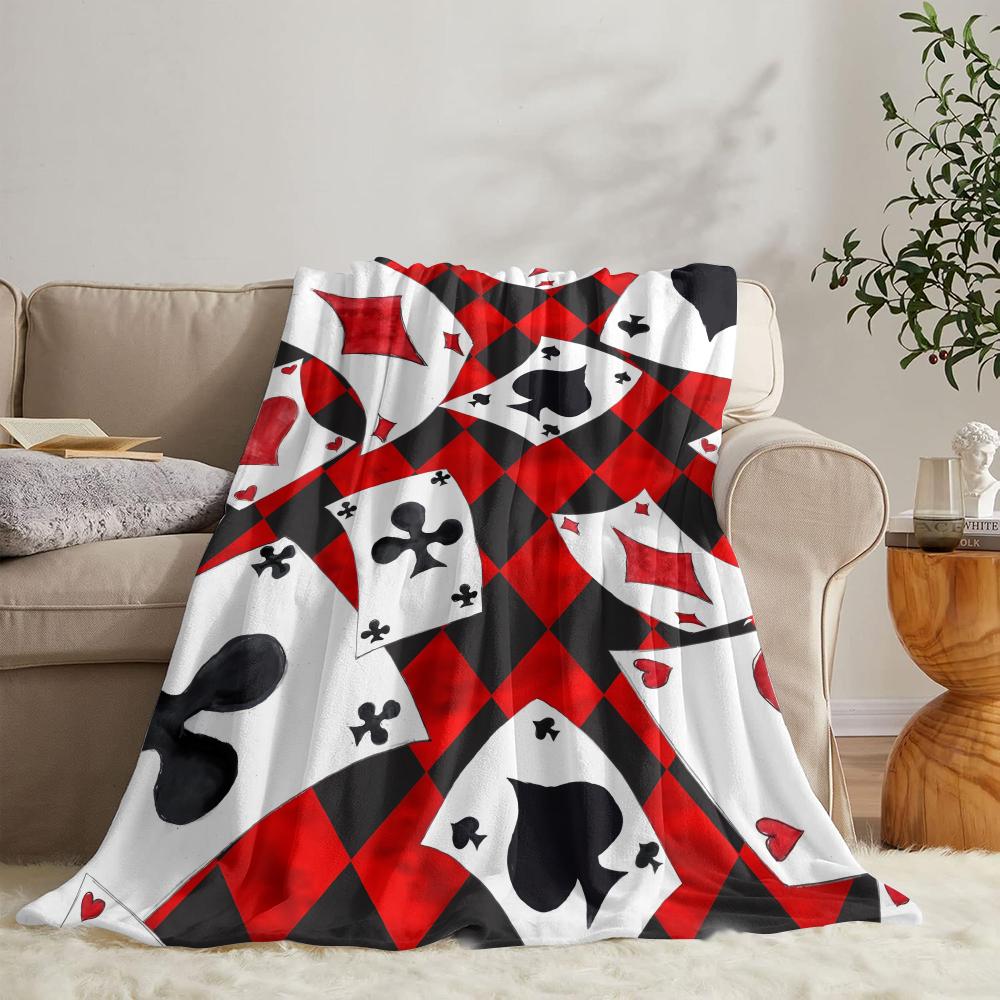 GUOYU Blanket Dice Black BALL Poker Throw Soft Flannel Throw Summer Blanket Lightweight Cozy Nap Blanket For Sofa Bed Travel 75x100cm (30x40inch)