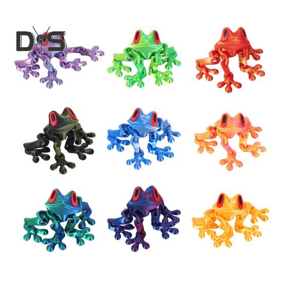 3D Printed Magnetic Frog Articulated Frog with Movable Joints Flexible Animal Stress Relief Toy for Home Office Refrigerators Desk Decoration