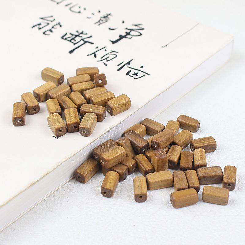 Gröna Sandelträ Rektangulära Pärlor för DIY Buddhistiska Armband och Smycken - Handgjorda Accessoarer för Studenter och Barn