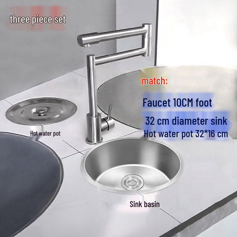 

304 Stainless Steel Kitchen Faucet, Sink & Pot Combo Set