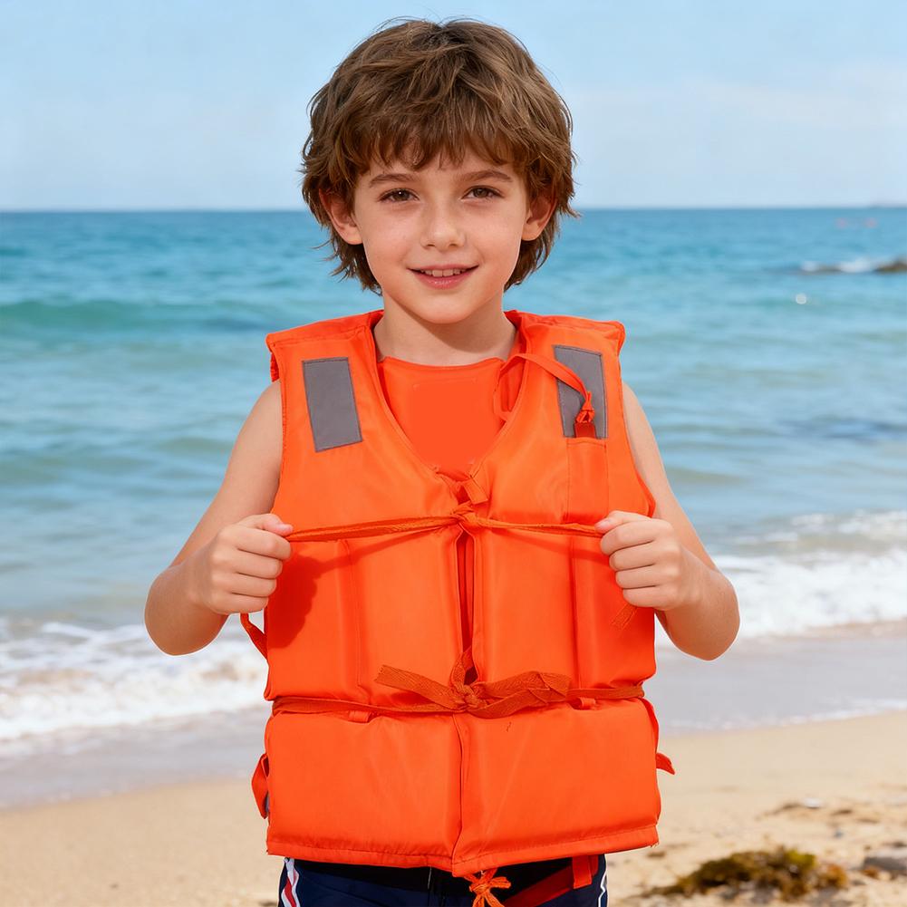 High Buoyancy Life Jacket Adult Kids Foam Safety Vest With Reflective Strips Orange Emergency Flotation Swimming Survival Gea