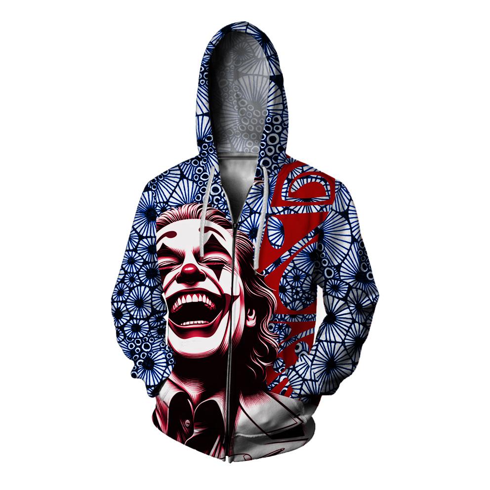 

Крутой официальный сайт Clown Man Zip Up Hoodies 3D цифровая печать Новые толстовки и свитшоты Изысканный дизайн Мужская одежда 6XL