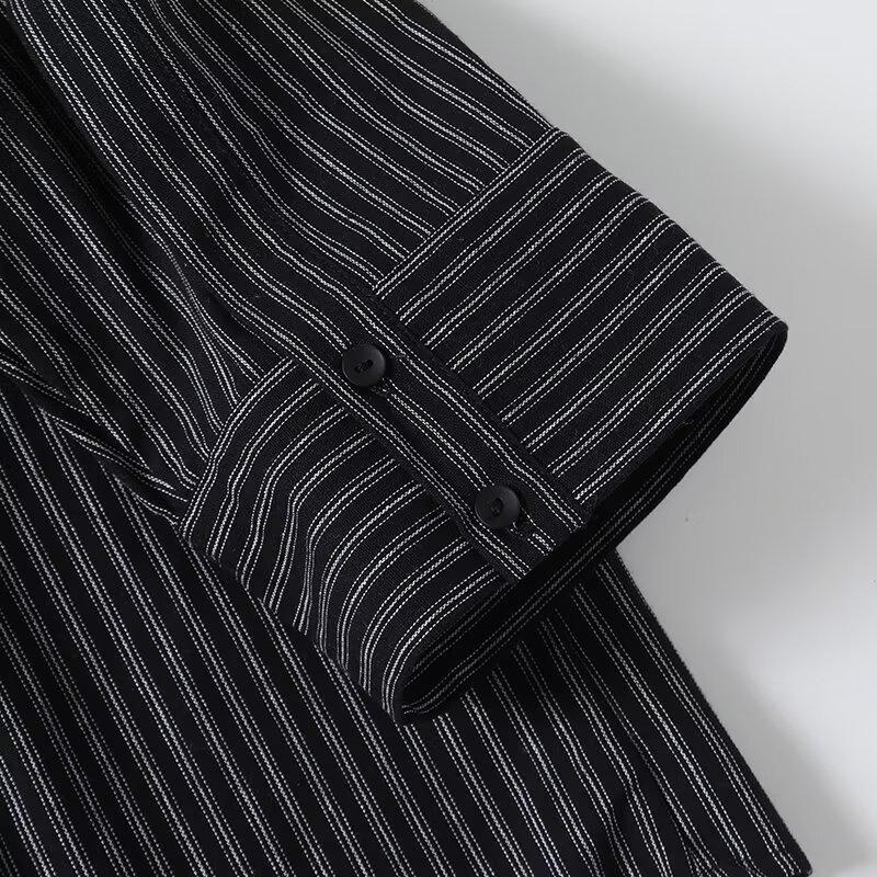 2025 Spring Women's Striped Print Loose Single-Breasted Lapel Shirt
