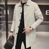 Men's Trendy Lapel Single-Breasted Mid-Length Windbreaker - Large Size, Thin Cape Jacket for Spring and Autumn