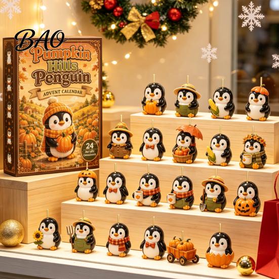 Countdown to Christmas Antarctic Penguin Advent Calendar, 24-Day Winter Box with Cute Festive Home Ornament Explorer Ornaments, 2D Acrylic Hanging
