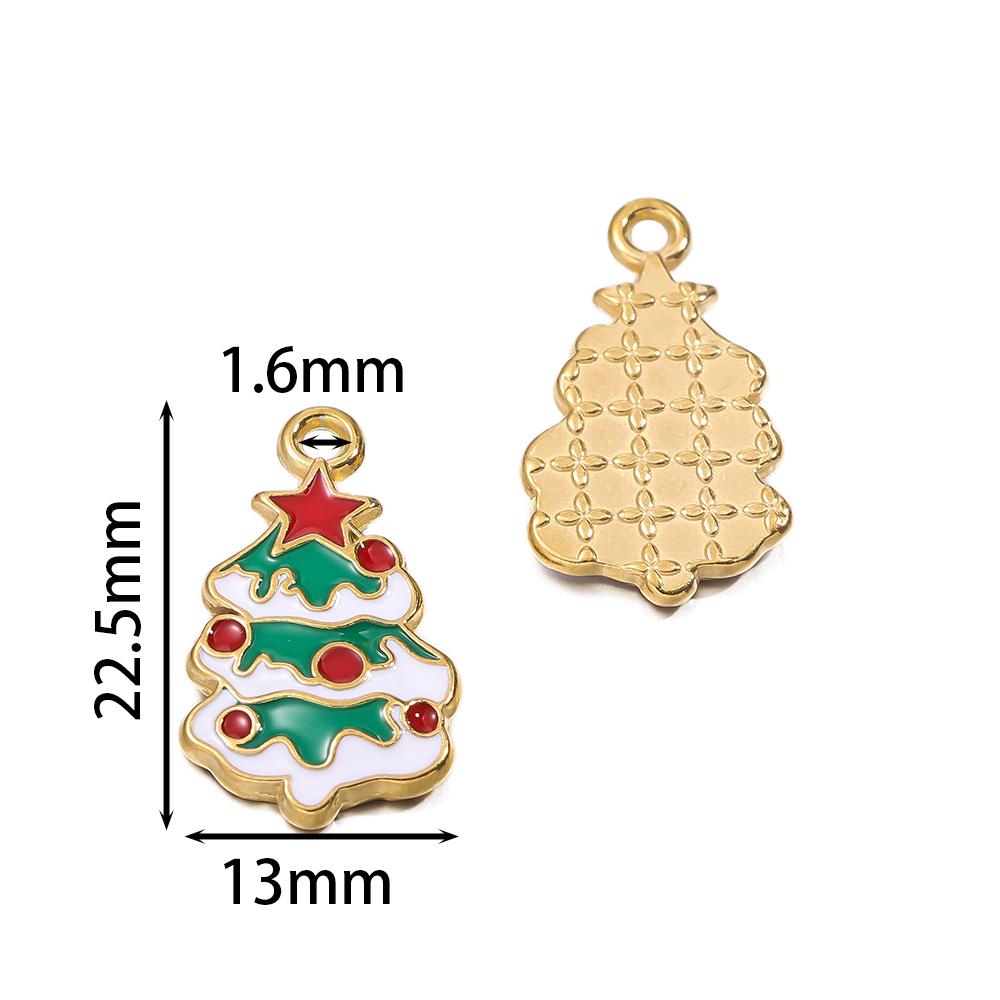 1pcs Stainless Steel Christmas Charms Gold Color Santa Claus Christmas Tree Enamel Pendants For DIY Earrings Necklaces Making