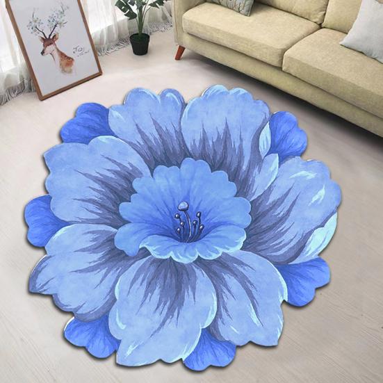 Floor Mat Large Size Non-Slip Backing 3D Floral Pattern Door Rug Easy Maintenance Floor Rug Home Living Room Bedroom Decoration