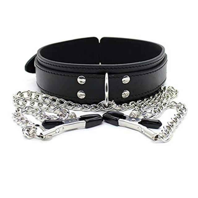 Leather Collar Nipple Clip For Women Alternative Fetish Play Toys Adjustable Bondage Accessories Sensual Stimulation Adult Products