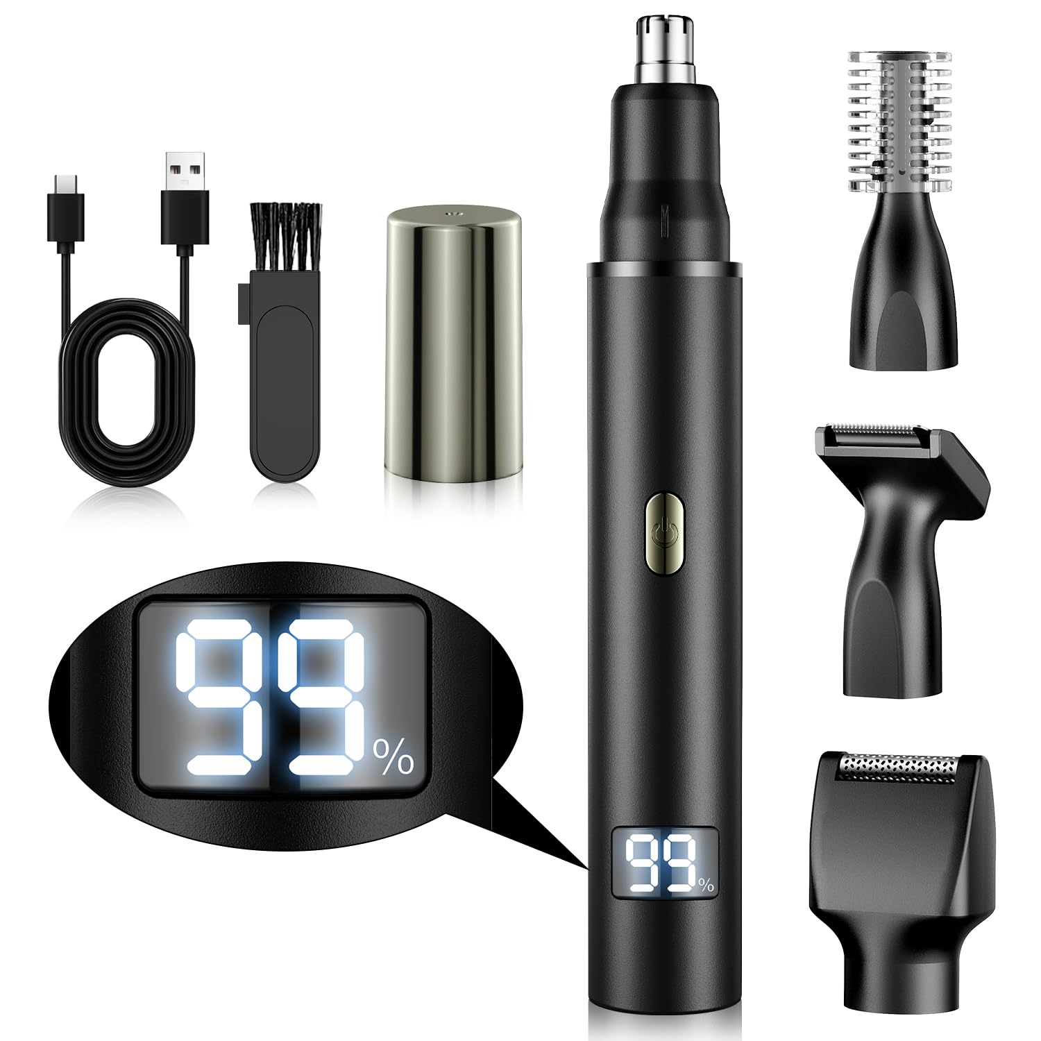 

Nose Hair Trimmer for Men and Women New Model Eyebrow Etiquette Gentle on Adjustable Low Electric Electric Etiquette Men and Cleaning Brush Unisex чёрный