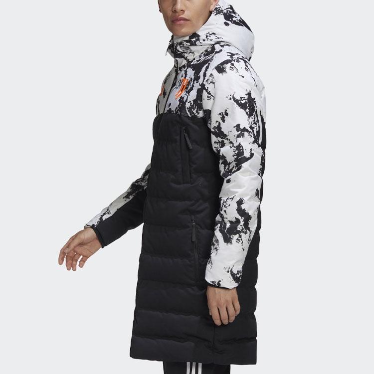 adidas Juve Ssp Dwcoat Juventus Colorblock Soccer/Football mid-length Sports hooded down Jacket Black Men's FT9924