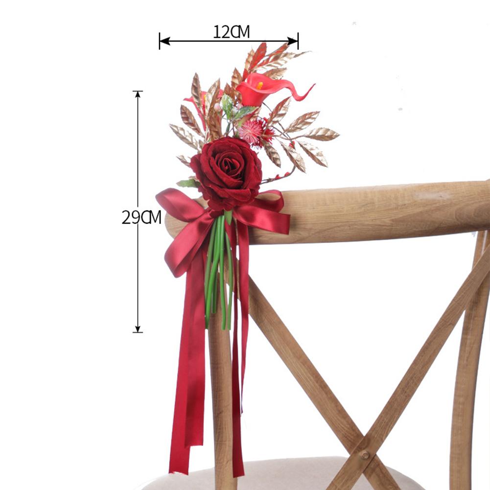 Artificial Chair Back Flower Multi-color Pew Flowers For Weddings Church Ceremony Party Chair Decor