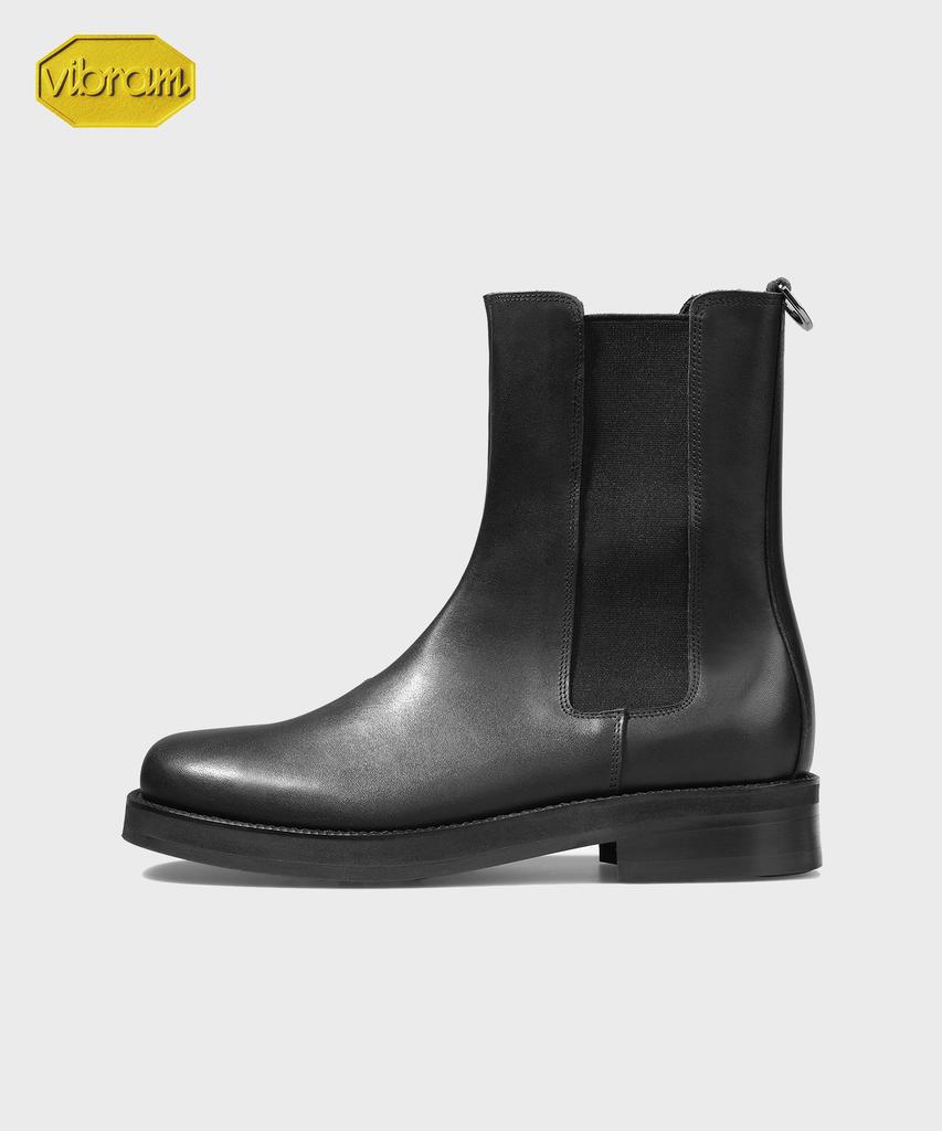 Firenze Atelier [Vibram] Minimal Line Pull-Up Leather Chelsea Boots 9900 [Shine Black]