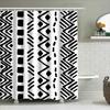 Black White Geometric Shower Curtain Modern Bathroom Decor Set For Bathtub Printed Bath Rug Mats Accessories Various Sizes Avail