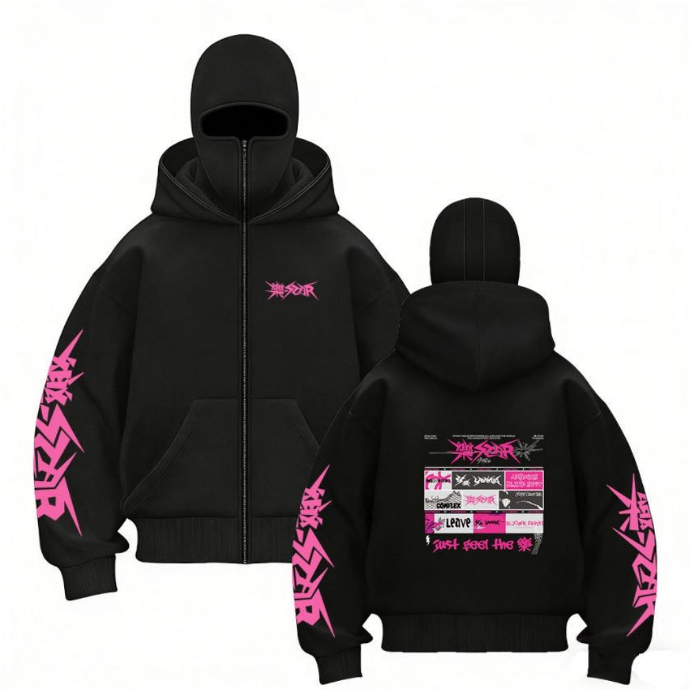 Stray Kids Europa Konzertbereich Harajuku Aufdruck Doppelhut Reißverschluss Pullover Unisex Mantel