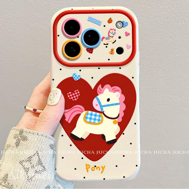 

Compatible Cartoon Cute iPhone 17 Pro Case, Full Coverage Silicone Plaid Heart for iPhone 14, 15, 16 Plus X