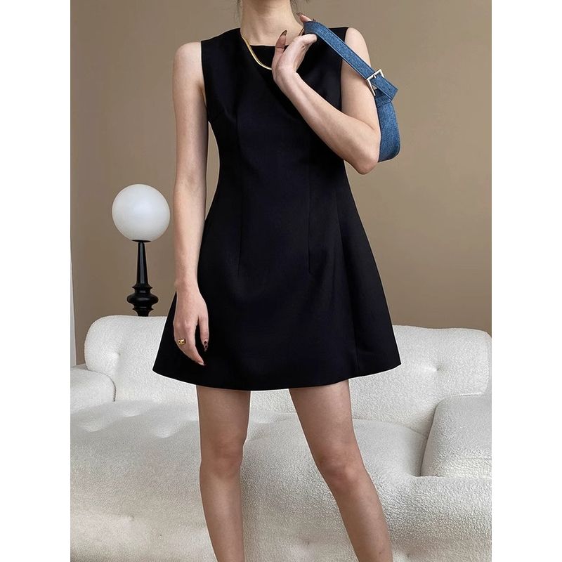 Waist up Sleeveless Jumpsuit Short Skirt Cinched Sleeveless Jumpsuit Skirt