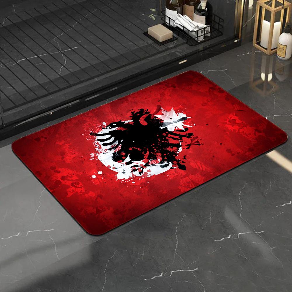Albania Flag Bath Mat Absorbent Anti Slip Kitchen Floor Carpet Home Decor Soft Durable