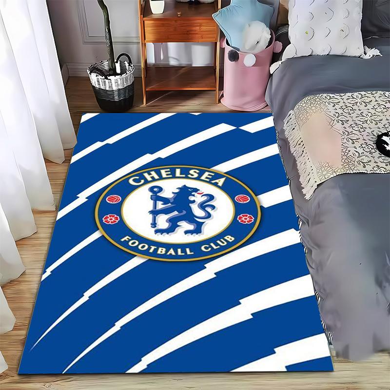"Blauer Fußballclub Logo Teppich mit weißen Streifen für Heimdekoration" Geeignet für den Einsatz als Anti-Rutsch-Matte für Wohnzimmer, Schlafzimmer, Sofas