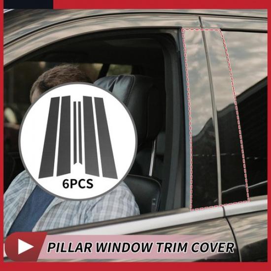 Pack of 6 For Nissan Sentra Door Pillar Window Trim Carbon Fiber Pattern Black