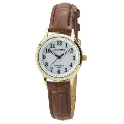 Analog Watch Solar Rechargeable Leather Strap Brown [Clefa] Women's AV-AL172-WTG