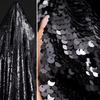 Schwarze Große Pailletten-Bestickte Rundstrickstoff Jacke Halber Rock Kleidung Nach dem halben Meter Stoff Bekleidung Heimwerken Nähen