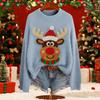 Women's Fashion Christmas Print Pullover Long-Sleeve  Neck Knit Sweater Top