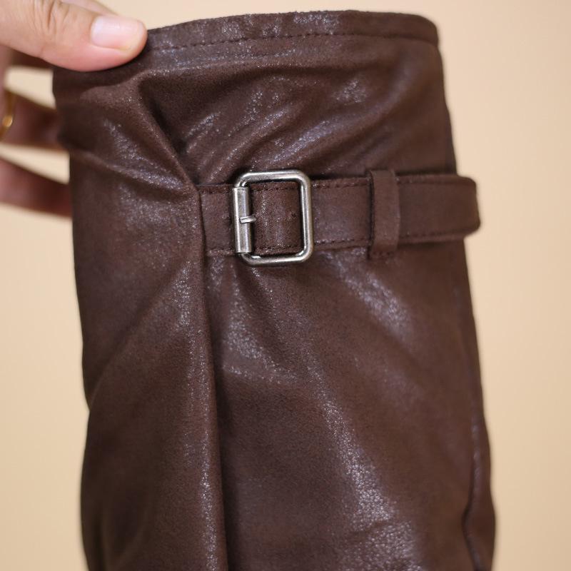 2025 New Women's Retro European-Style Over-the-Knee Boots with Thick Soles and Buckles