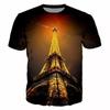 Novelty France Paris Eiffel Tower 3D Graphic Tees Y2k Men Women Short Sleeve Street Tshirt Kids Casual Oversized Tops Clothing