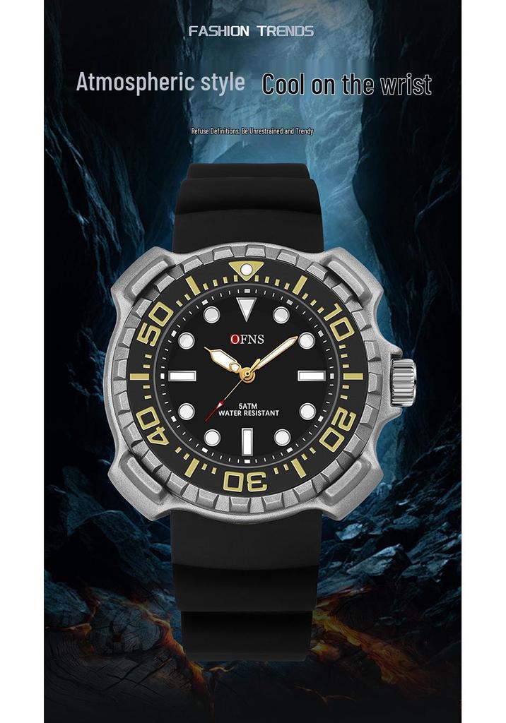OFNS Quartz Luminous Silicone Strap Waterproof Sports Watch - Unisex Trendy & Simple Design