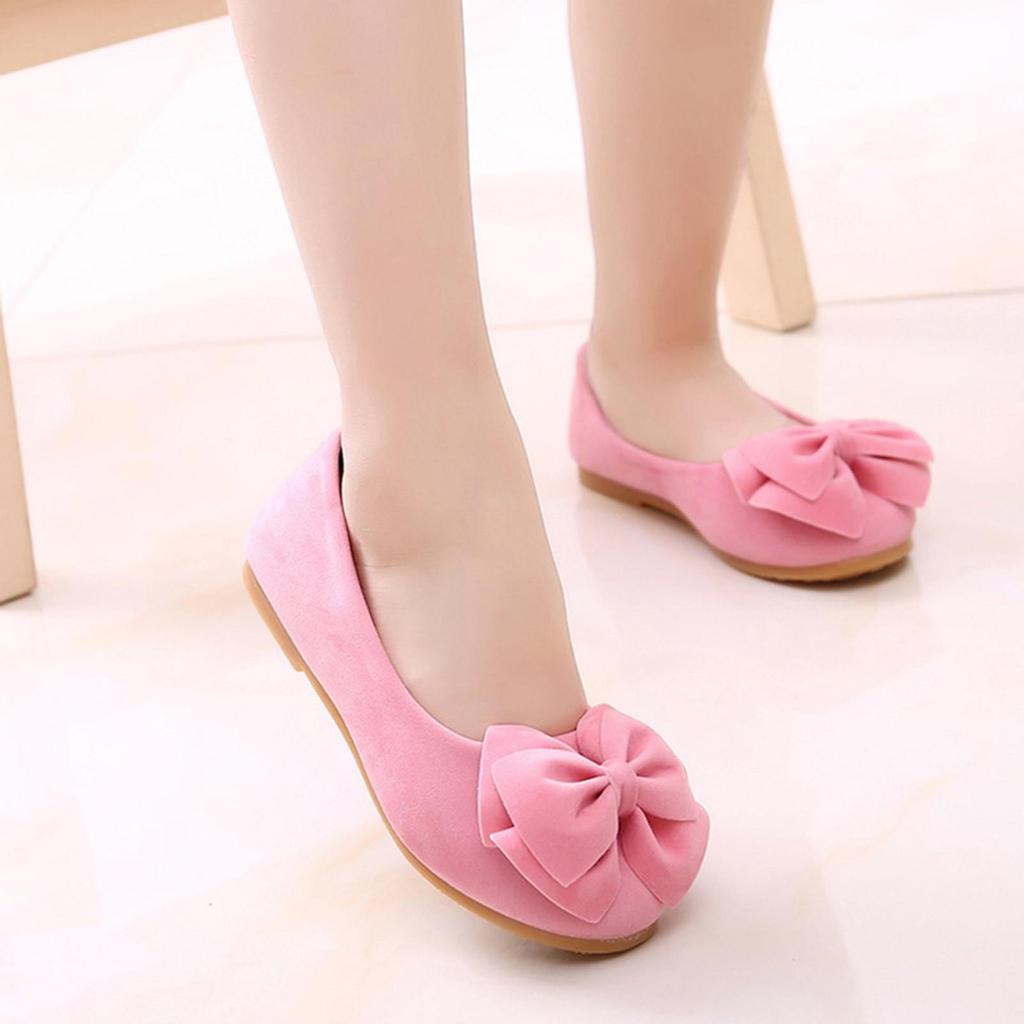 Children Kid Baby Girls Solid Bowknot Student Single Soft Dance Princess Shoes