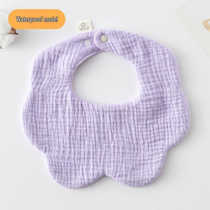 Korean-Style Solid Color Gauze Baby Petal Bib, Soft 7-Layer Waterproof, All Cotton, Class A