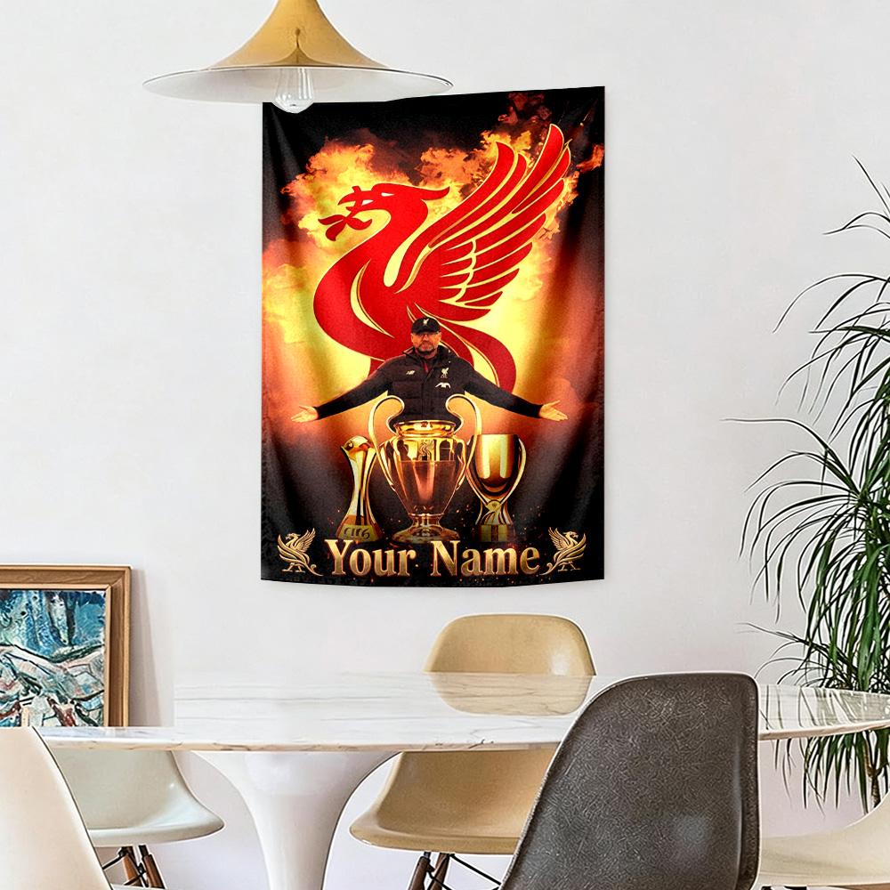 Liverpool Fc Logo Personalized Name Tapestry Lightweight Tapestry Machine Washable Great for Living Room All-Season Use Unique Gift for Family Friends