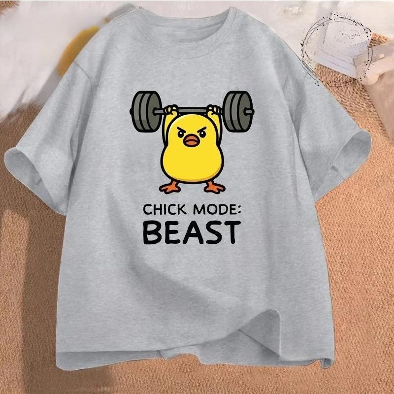 Fun Womens Fitness Tshirts Humorous Duck Tshirts Cute Chick Weightlifting Tops Womens Fitness Tshirts Clothing Tops Y2K