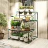 4-Tier Plant Stand, 110 cm High Flower Stand with 24 Clips, Plant Shelf Made of Steel Dark Green