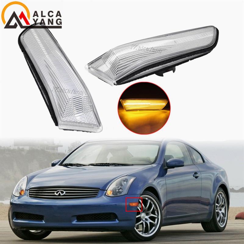 For Nissan Skyline 350GT Infiniti G35 2D Coupe Replace 2002-2007 Amber LED Fender Side Marker Lamp Turn Signal Light