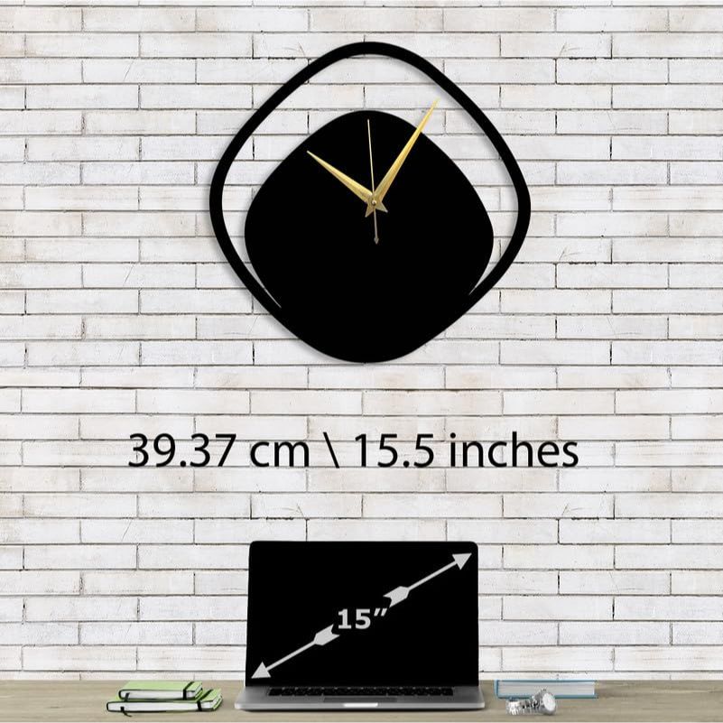 Stylish Watch Wall Clock with Numbers/Large Size Clock & Wall Ornament/Metal Outdoor Wall Clock for Bedroom, Office -Black