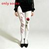 Casual Velvet Rose Flower Pattern Tights With Breathable High Elasticity For Women