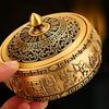 1pc Metal Ashtray Flat Bottomed Ashtray with Lid Desktop Ornament Buddhist Temple Utensils Incense Burner Home Decoration