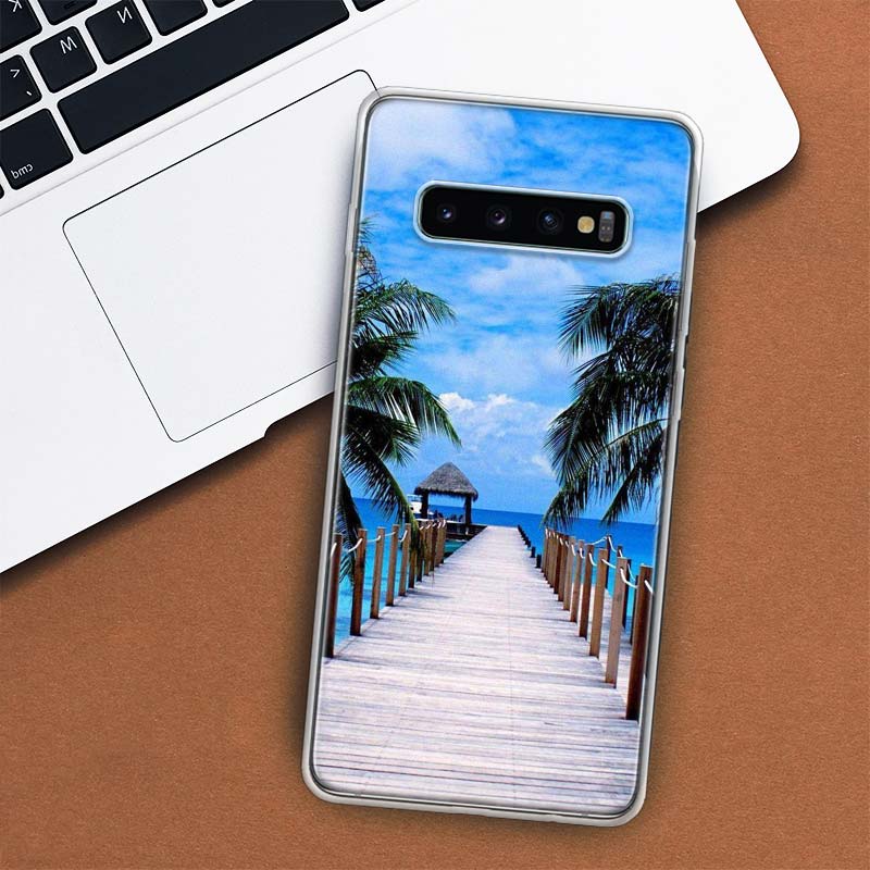 Summer Beach Sunset Sea Palm Tree Phone Case For Samsung Galaxy S10 Plus S20 FE S21 S22 Ultra S10E S9 S8 + S6 S7 Edge Lite Shell