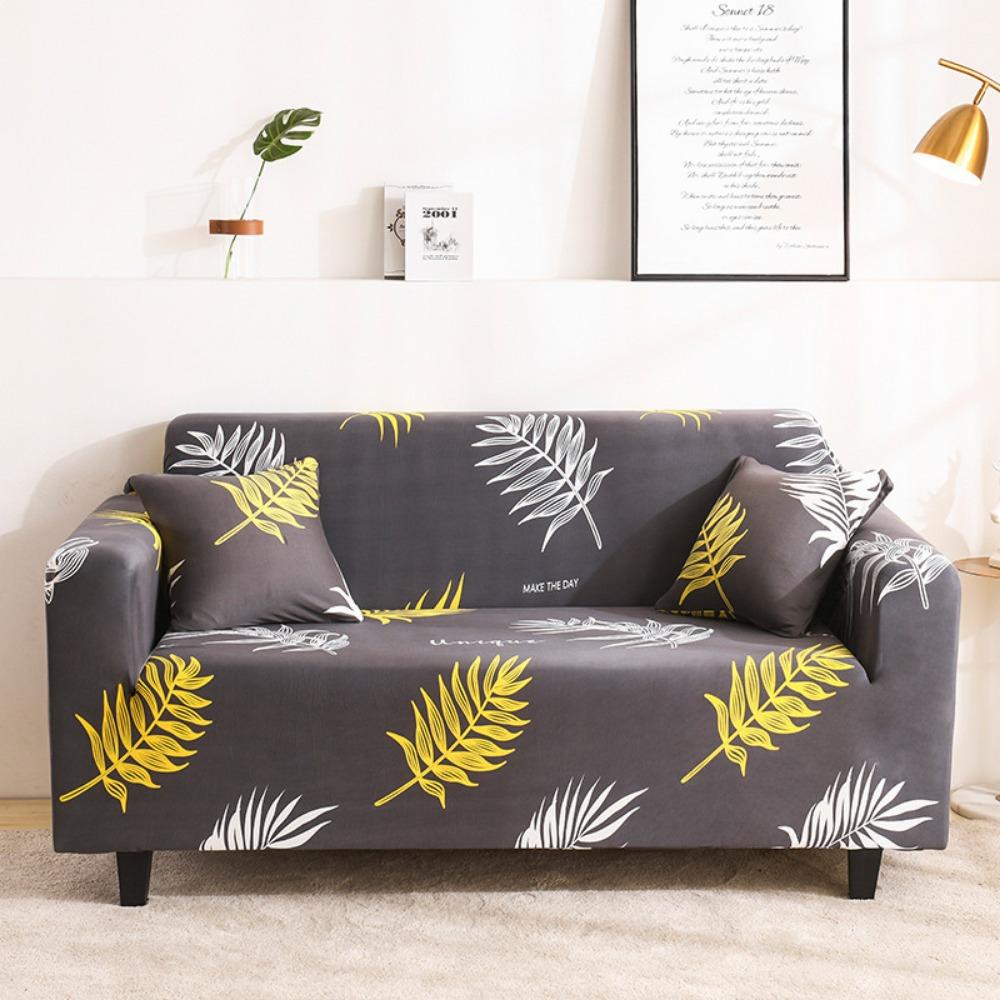 Milk Silk Sofa Cushion Printing All-inclusive Solid Color Lazy Cover Elastic Three-person Sofa Cover