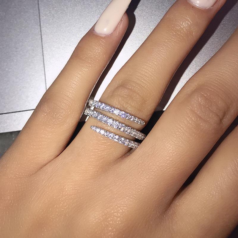 Creative Micro-Inlaid Zircon Ring For Women, Three Circles Around The Ring
