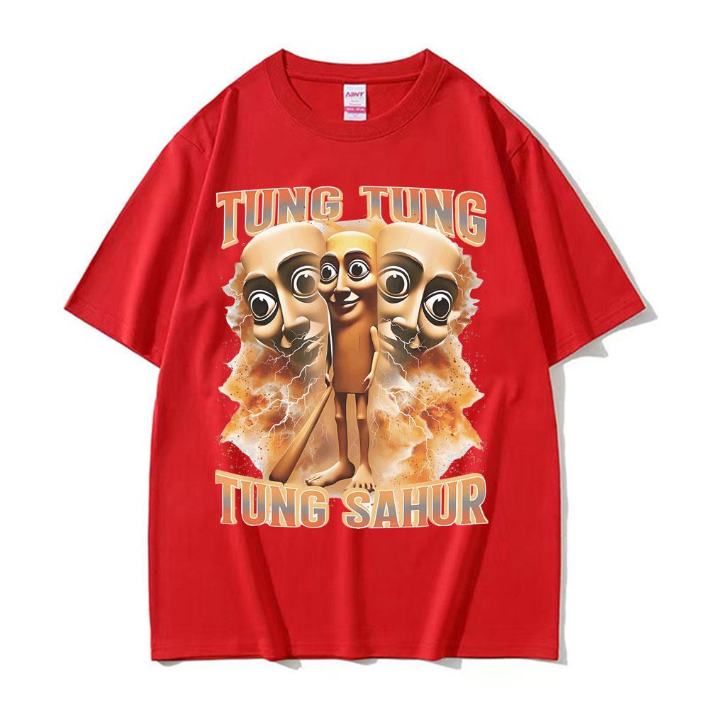 Tung Tung Tung Sahur Funny Baseball Bat Meme T Shirt Unisex Vintage Humor Short Sleeve Tshirts Unisex Oversized Pure Cotton Tshirt