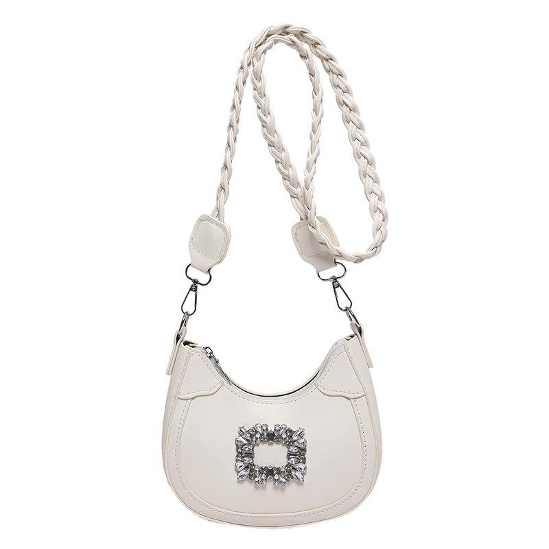 Square diamond fashion woven shoulder strap small bag women's 2024 spring and summer niche design temperament messenger bag women's bag