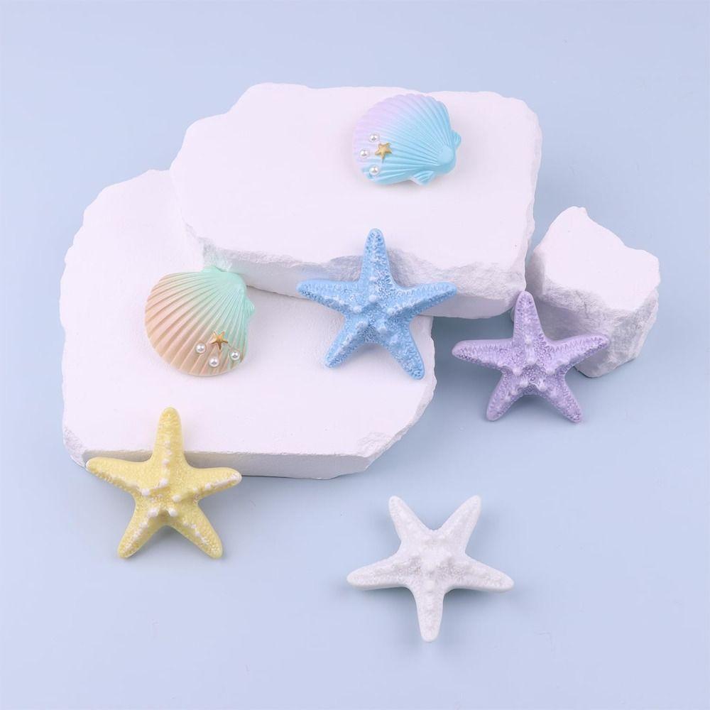6Pcs DIY Charms for Bag Accessories Handbag Starfish Shell Beach Totes Bags Decoration Waterproof for Bag/Beach Bag