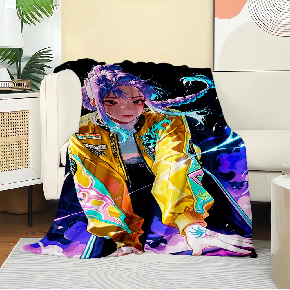 K-POP Anime Girls Group Four Seasons Soft Warm Blanket All-Season Thick Knit Polyester Bedspread for Bed, Camping, Travel Perfect Gift