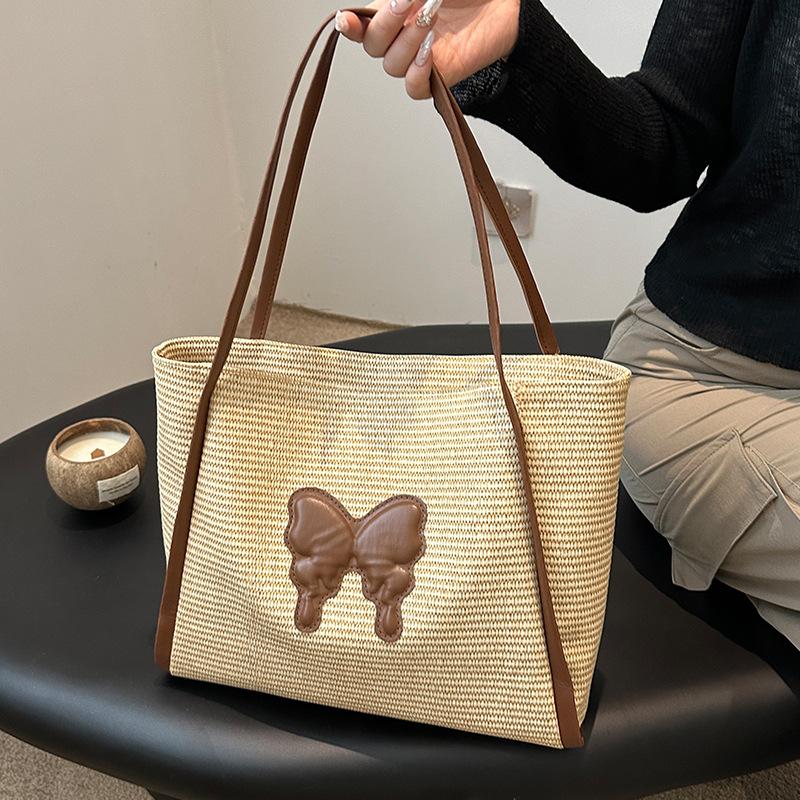 Summer Popular Straw Bucket Bag Women Fashion Commuter Tote Bag Women Ins Seaside Vacation Beach Bag