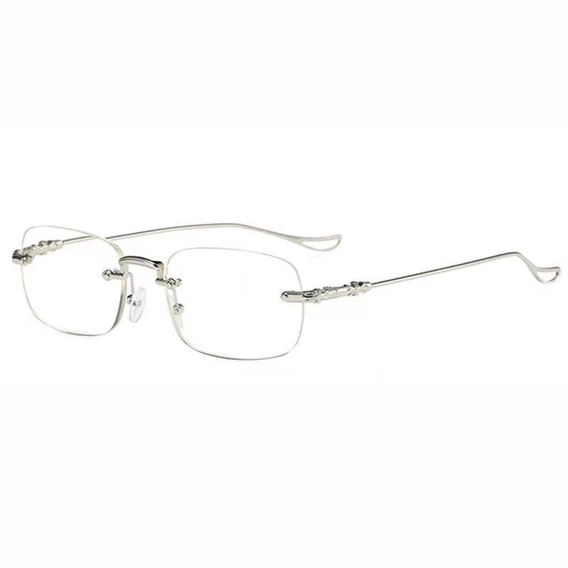Color-Changing Borderless Glasses Men'S Anti-Blue Light Automatic Photosensitive Eyes Can Be Equipped With Degree Glasses Frame Flat Glasses